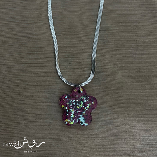 Pink Glittery Flower Pendant