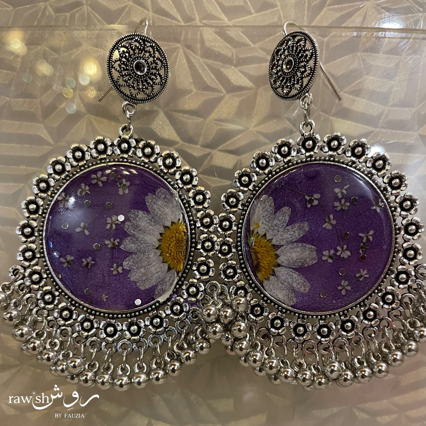Purple Pastel Floral Jhumkas