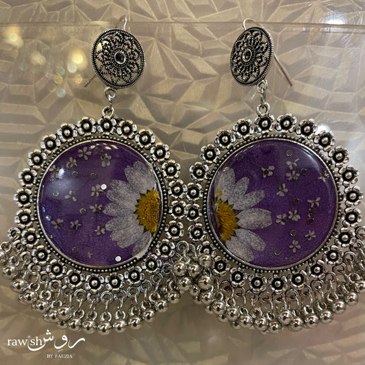 Purple Pastel Floral Jhumkas