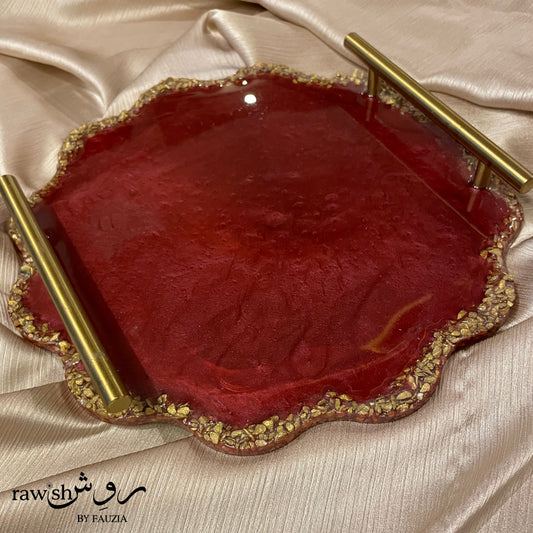 Maroon round Resin Tray