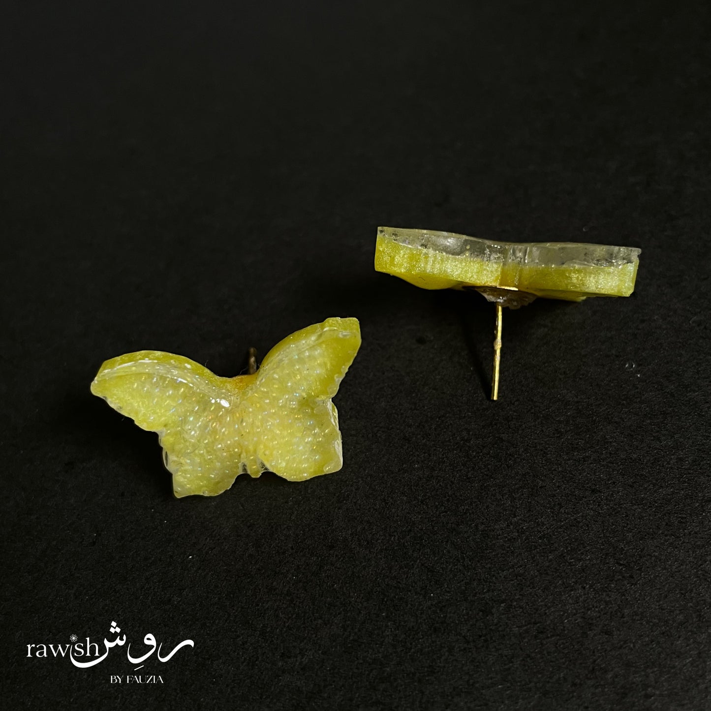 Yellow Rhinestone butterfly studs