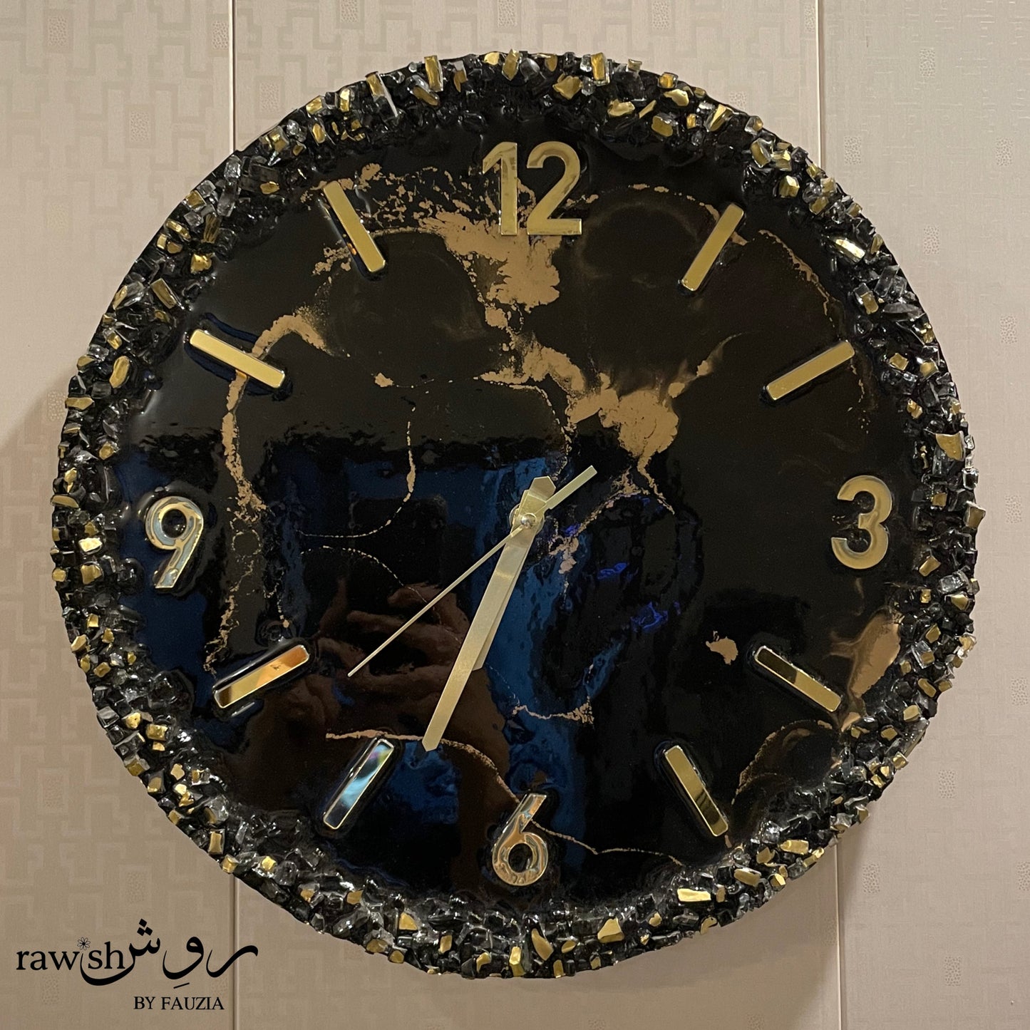 Midnight Ember - Resin Wall Clock
