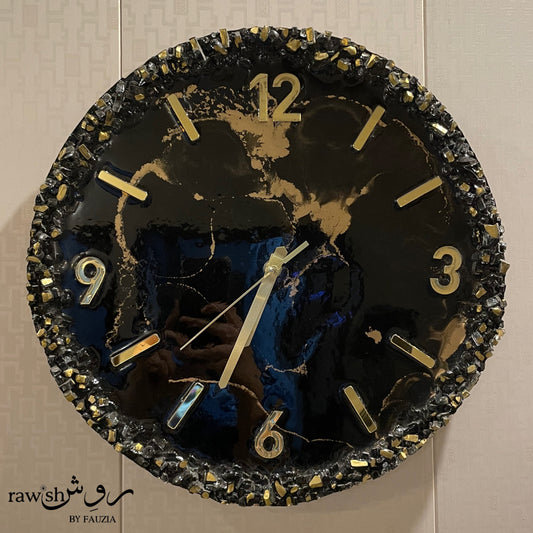 Midnight Ember - Resin Wall Clock