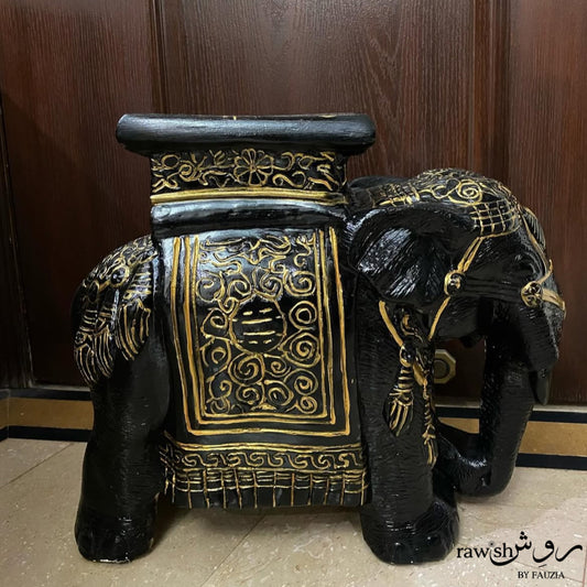 Black and Gold Elephant Sculpture