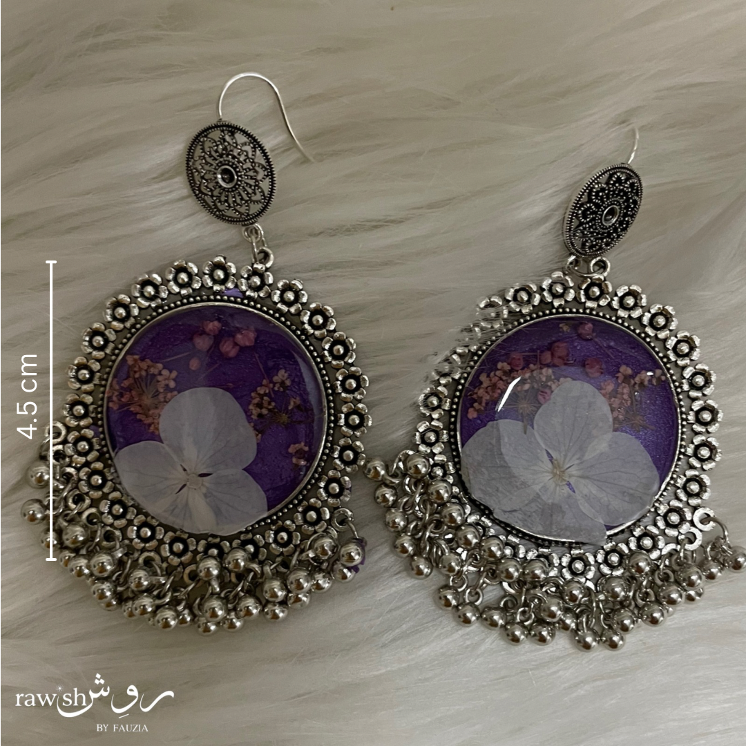 Purple Floral Jhumkas