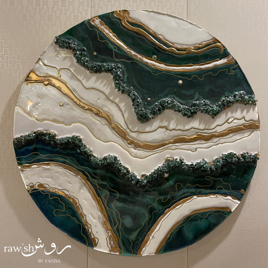 Green Geode Resin Wall Hanging Round