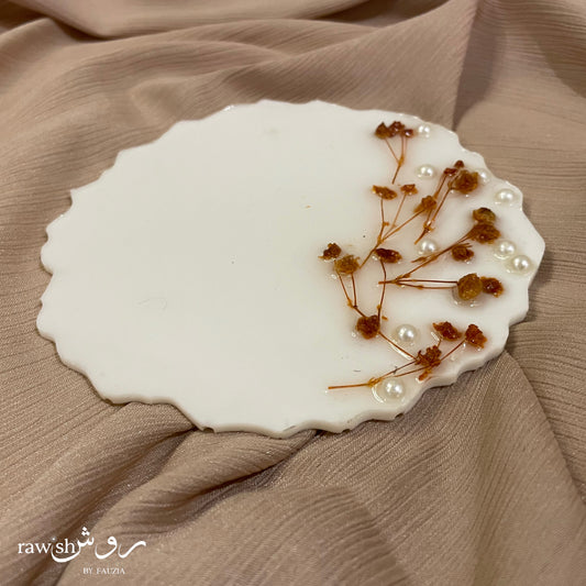 White Floral Resin Coaster
