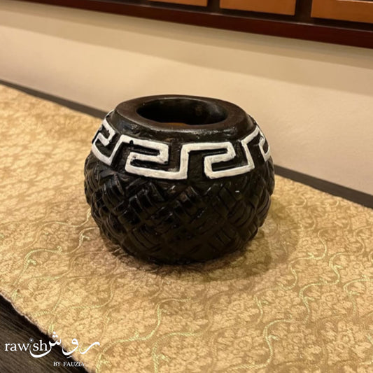 Black and White Hand-painted Pot