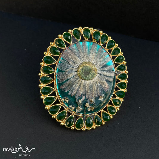 Royal Green Large Floral Ring