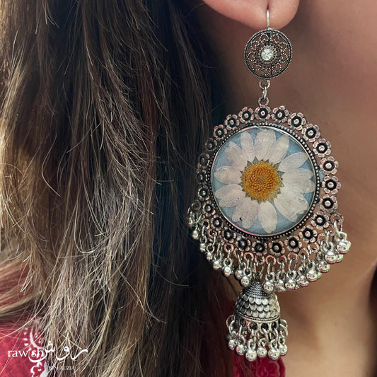 Blue Floral Jhumkas
