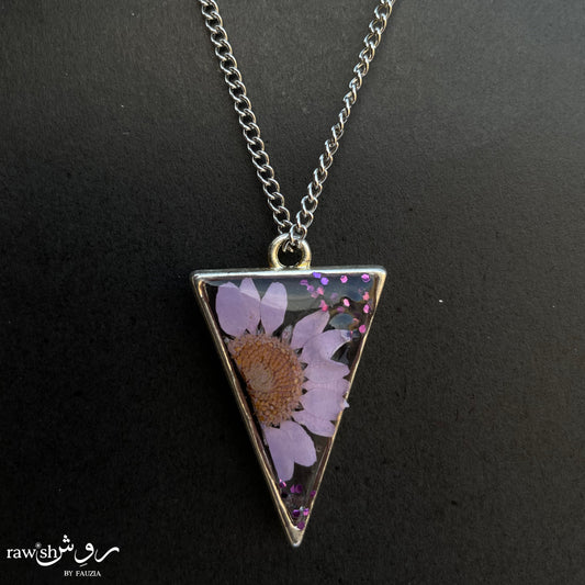 Triangular Purple Floral Pendant