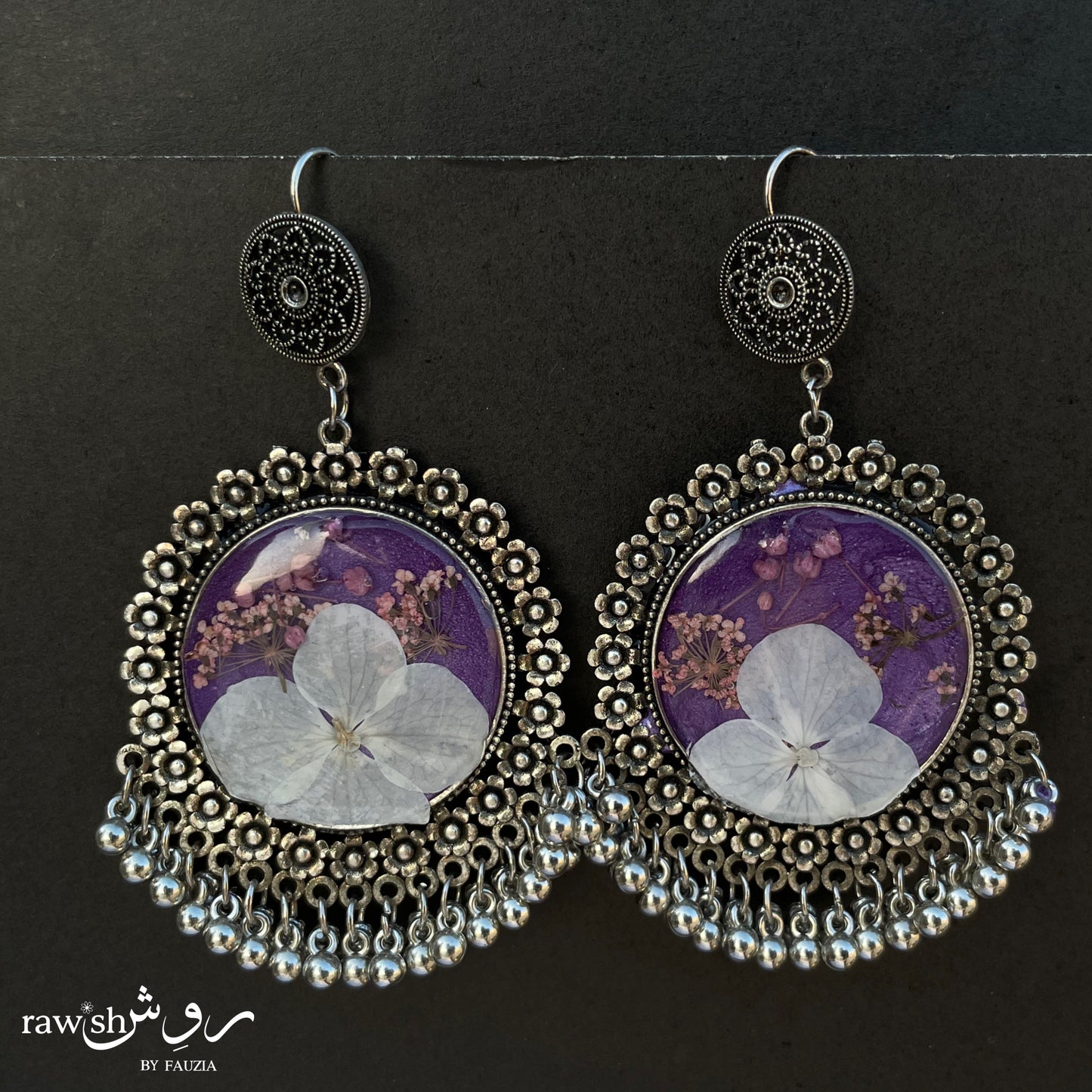 Purple Floral Jhumkas