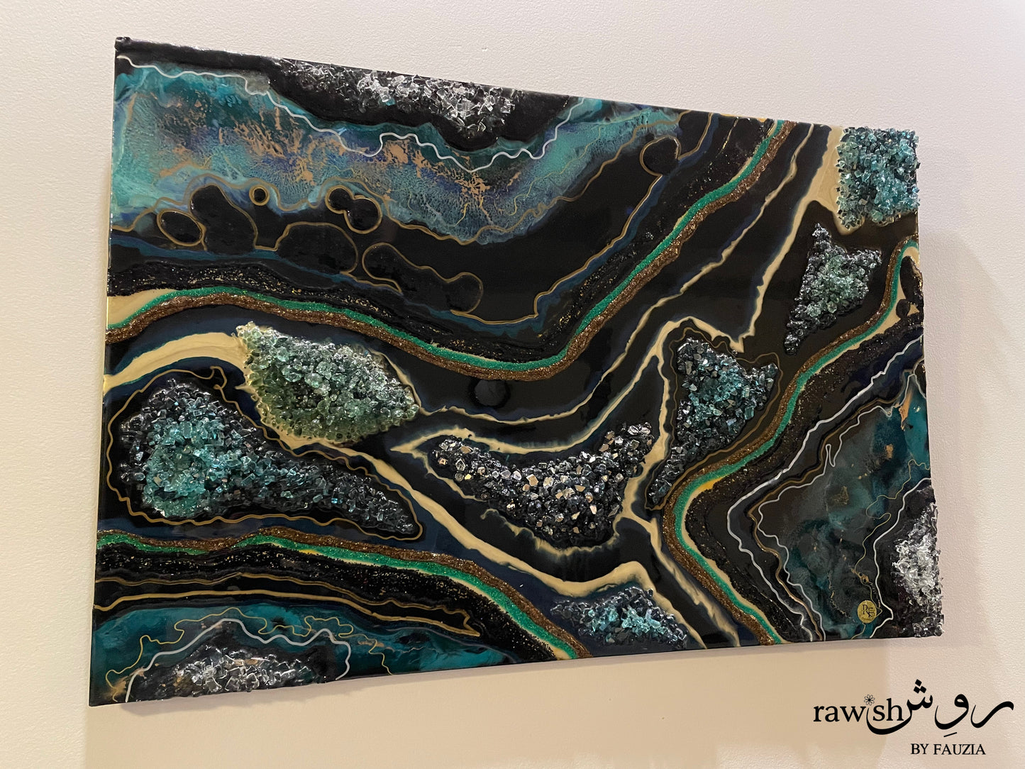 Emerald Currents - Resin Wall Hanging