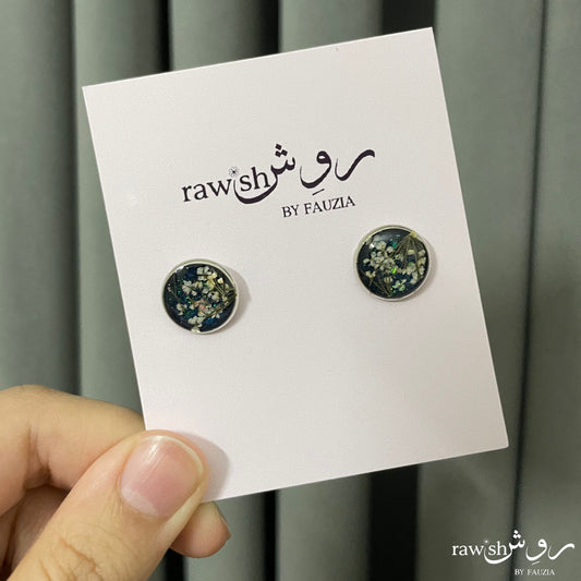Classic Deep blue floral studs