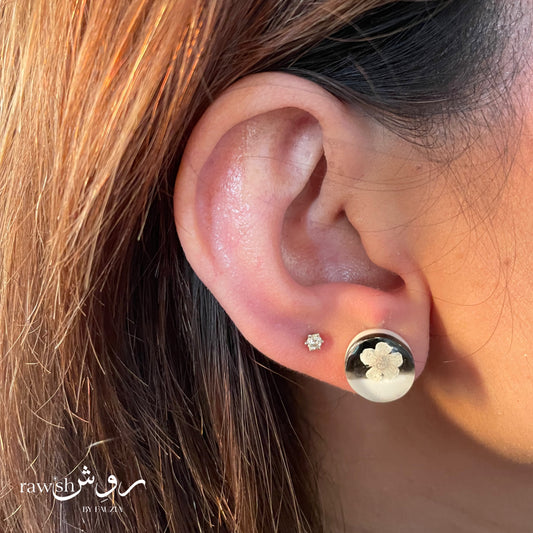 Dual shade floral round studs