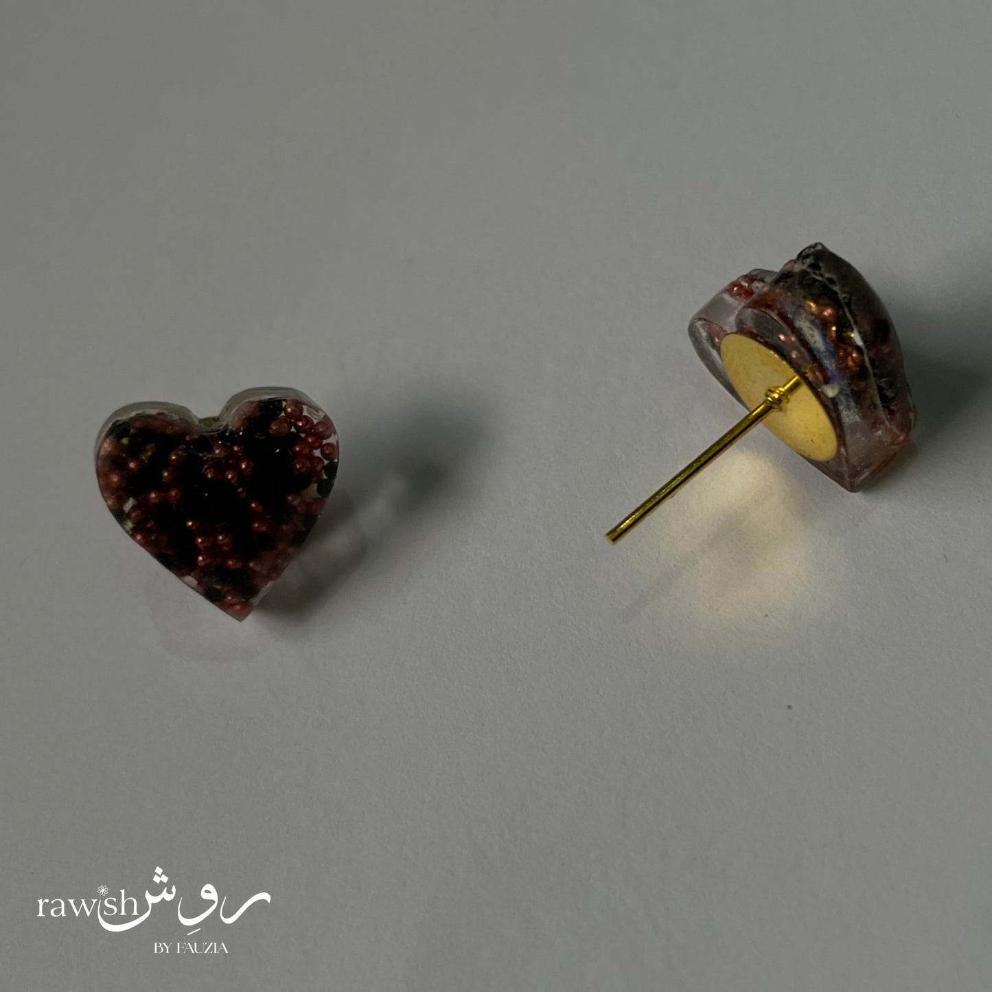 Black and Red Rhinestones mini heart studs
