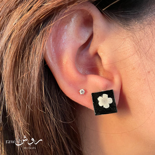 Little Blossom Black square studs