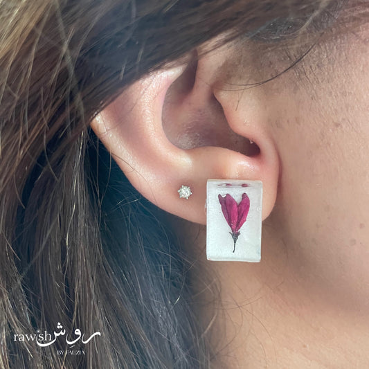 Pearl White Floral Studs