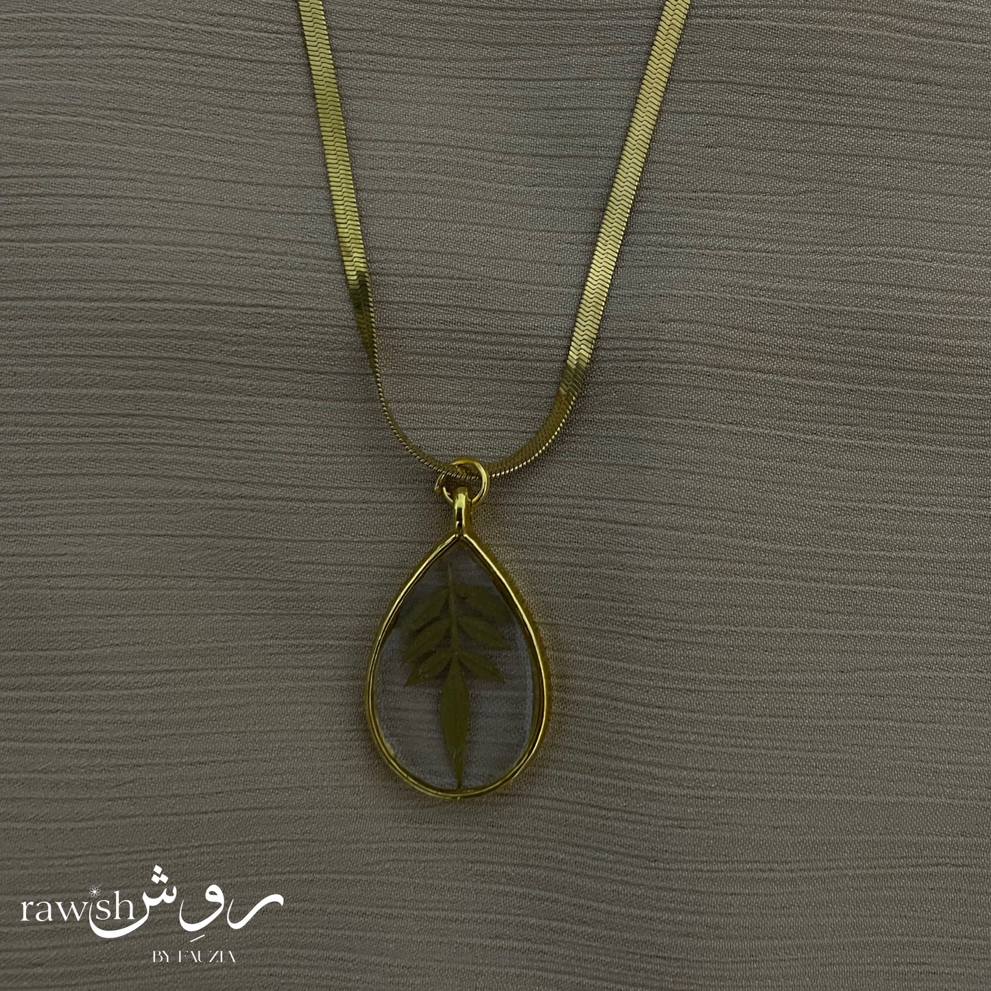 Olive Leaf Golden Frame Pendant