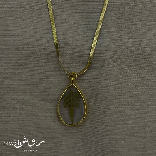 Olive Leaf Golden Frame Pendant