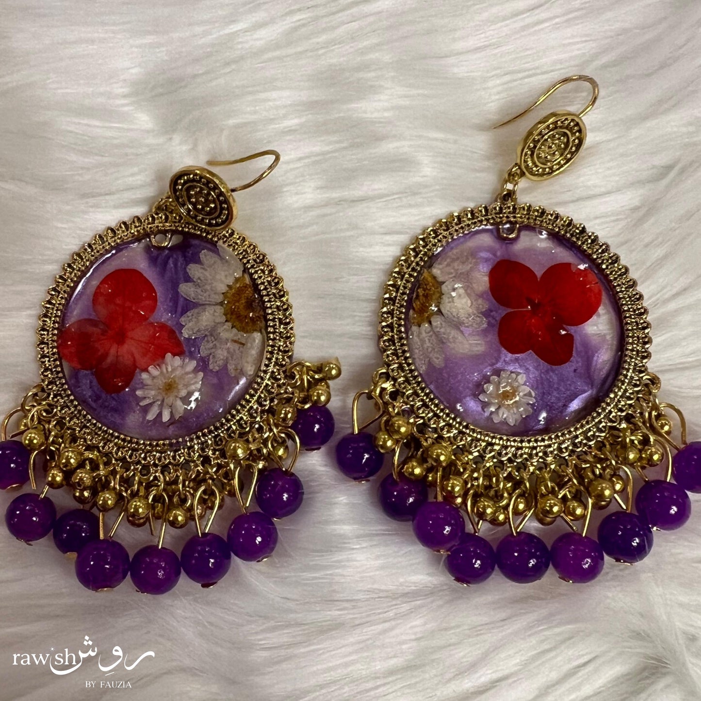 Floral Purple Jhumkas