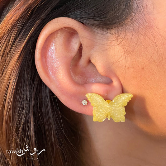 Yellow Rhinestone butterfly studs
