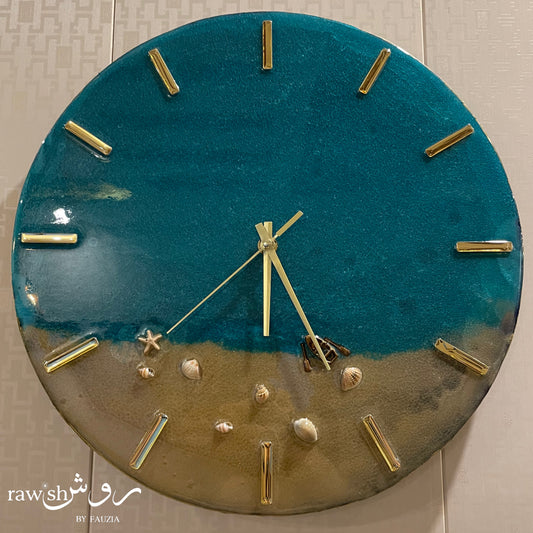 Coastal Calm - Resin Wall Clock