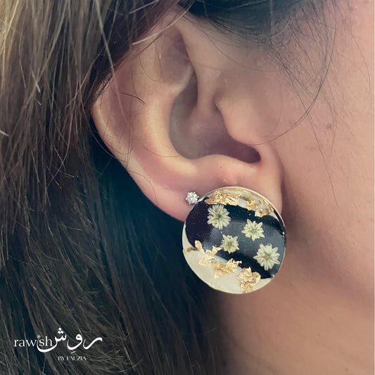 Dual Shade Floral round earrings