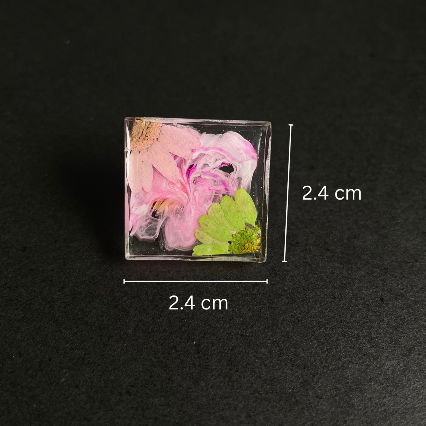 Pink and green floral earrings