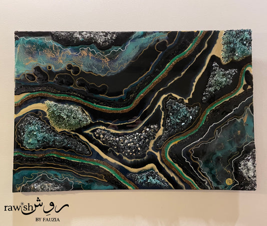Emerald Currents - Resin Wall Hanging