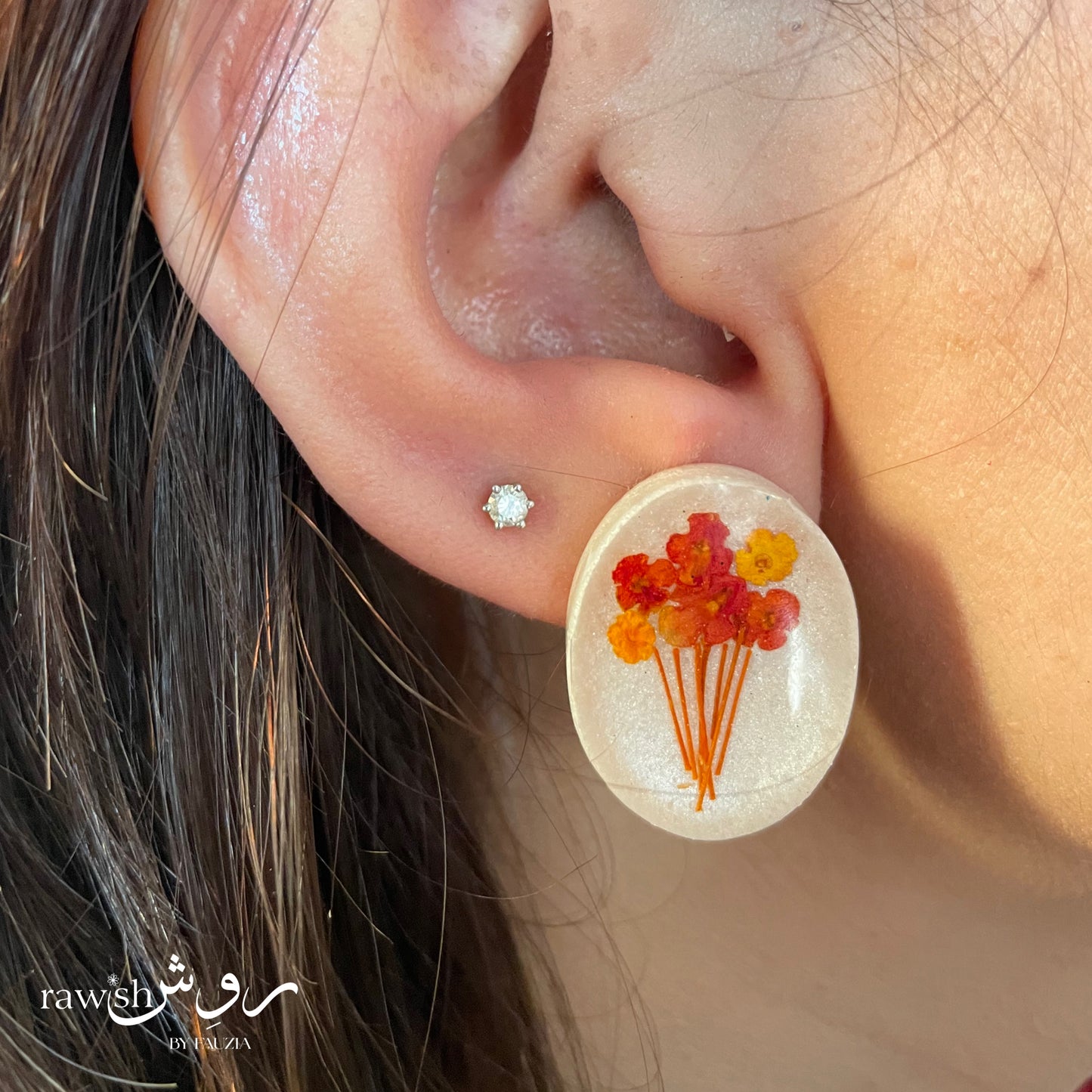 White Flower Bunch Earrings
