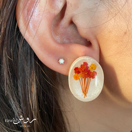 White Flower Bunch Earrings