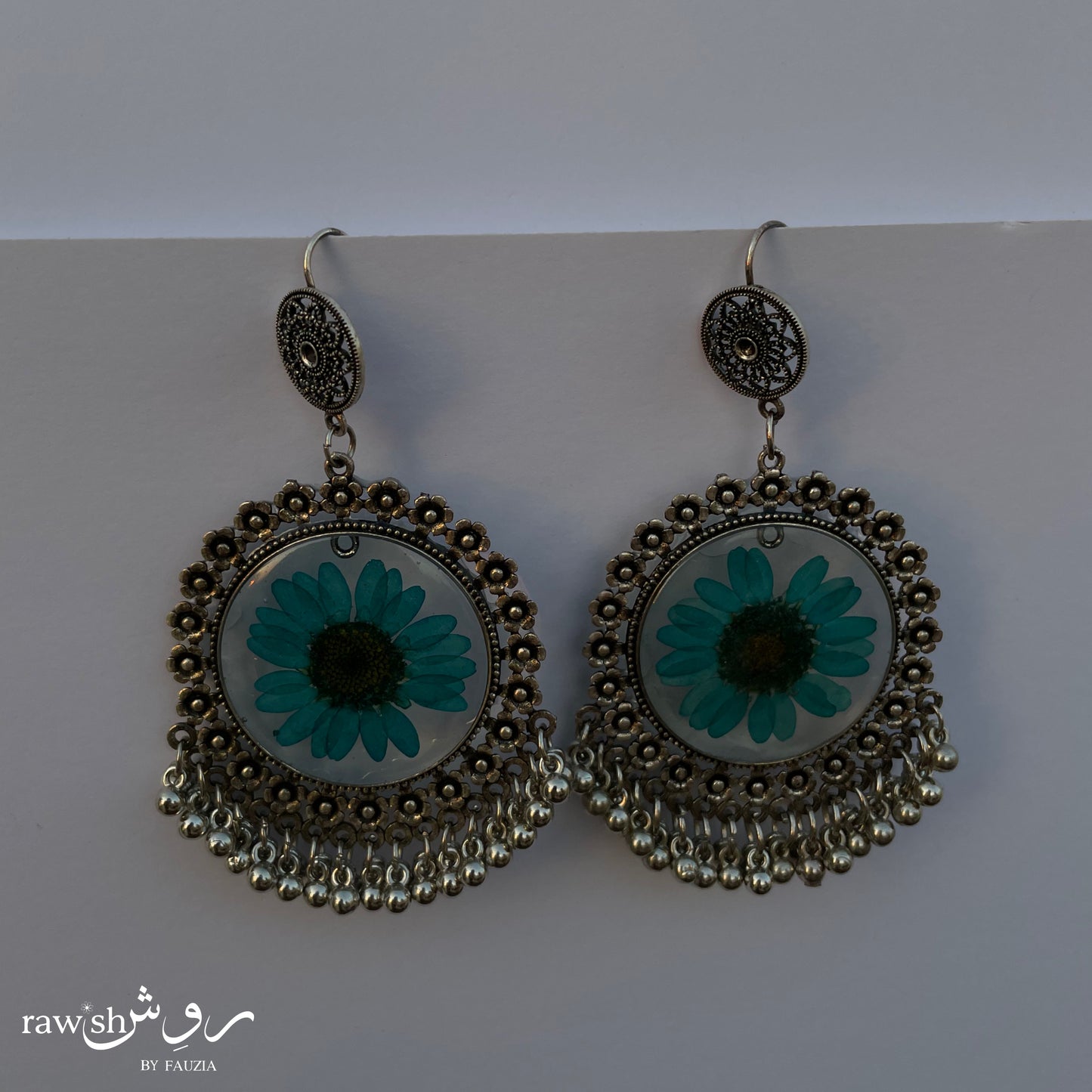 Blue Daisy Floral Jhumkas